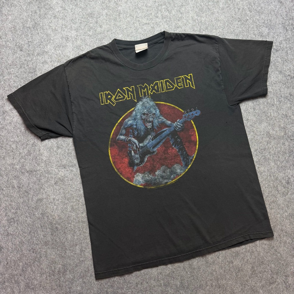 Vintage Iron Maiden Shirt Mens Large Black Eddie Hanes Band Tee Rock Metal